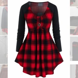 NWT Rosegal 3X Black/Red Plaid Top